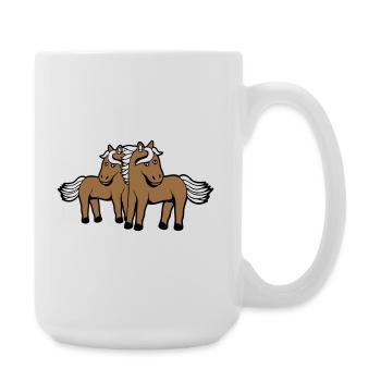 2 Chevaux Homme Femme Amoureux Amis Amour Équipe - Grande tasse 440 ml - blanc - Droite