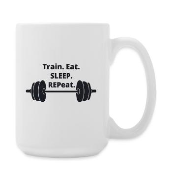 Train Eat Sleep Repeat Motivational Design - Large Mug 440 ml - white - Right