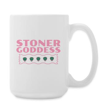 Stoner Goddess T-shirt à bordure ondulée rose - Grande tasse 440 ml - blanc - Droite