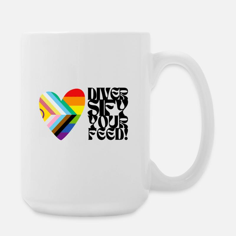 🌈♿ Diversify Your Feed –Progress Pride&Disability - Große Tasse 440 ml - Weiß