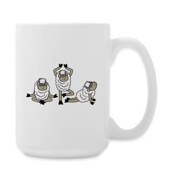 Sheep Three Tired Exhausted Yoga Meditation 3 Poses - Large Mug 440 ml - white - Right