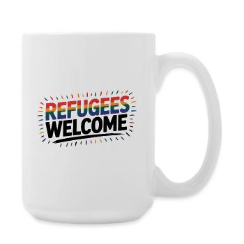 Refugees Welcome - Cool Pride Logo - Large Mug 440 ml - white - Right
