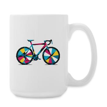 Buntes geometrisches Fahrrad - Große Tasse 440 ml - Weiß - Rechts