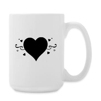 Black Heart Valentinstagsgeschenk - Große Tasse 440 ml - Weiß - Rechts