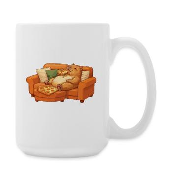 Capybara Sofa Pizza Relaxed Relax Motif - Large Mug 440 ml - white - Right