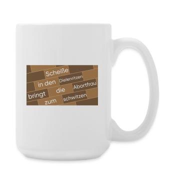 Wortcollage Mauer Typografie, Scheiße in... - Große Tasse 440 ml - Weiß - Rechts