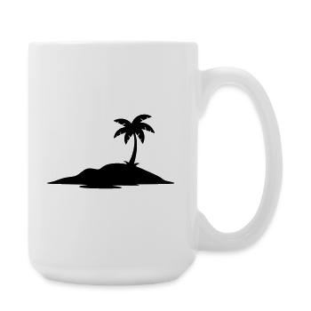 Tropical Island with Palm Tree Silhouette - Large Mug 440 ml - white - Right