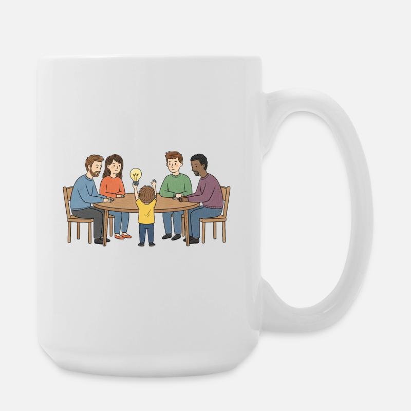 Kollektive Idee um einen Tisch - Große Tasse 440 ml - Weiß