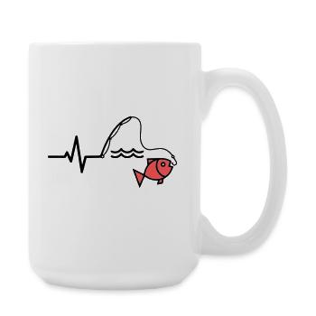 ECG Fishing Rod Fish Outline - Large Mug 440 ml - white - Right