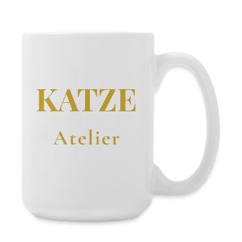 Minimalist Cat T-Shirt – Premium Design - Large Mug 440 ml - white - Right
