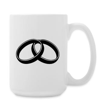 Bagues de mariage – Minimaliste noir et blanc - Grande tasse 440 ml - blanc - Droite