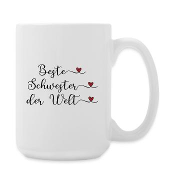 Beste Schwester der Welt Herz Geschenk - Große Tasse 440 ml - Weiß - Rechts
