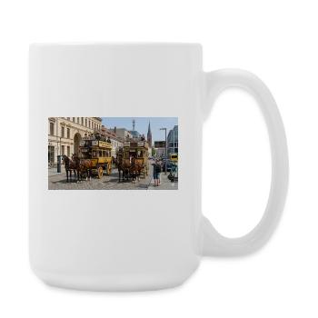 Historische Pferdeomnibusse in Berlin Spandau - Große Tasse 440 ml - Weiß - Rechts
