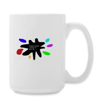Lebensfarben: Farbspritzer - Große Tasse 440 ml - Weiß - Rechts