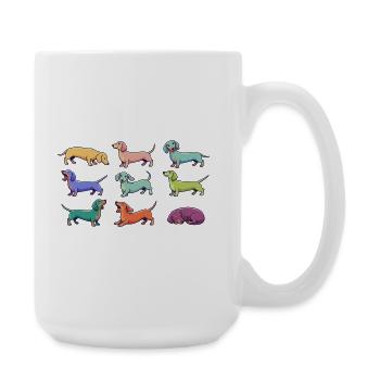 Teckels colorés : Dachshund drôle de chiens de bande dessinée - Grande tasse 440 ml - blanc - Droite