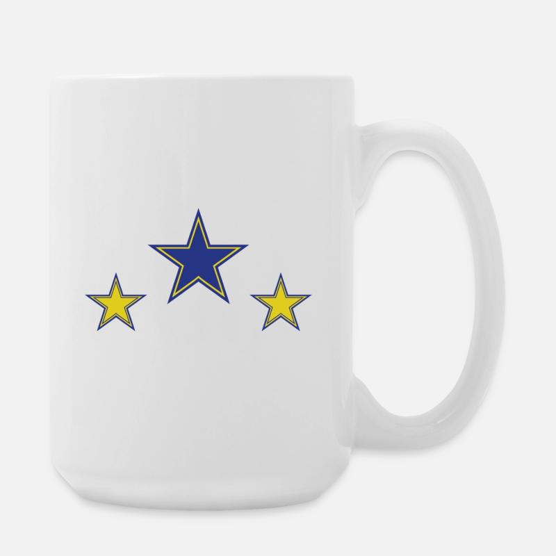 Abstract Star Patterns in Yellow and Blue - Large Mug 440 ml - white