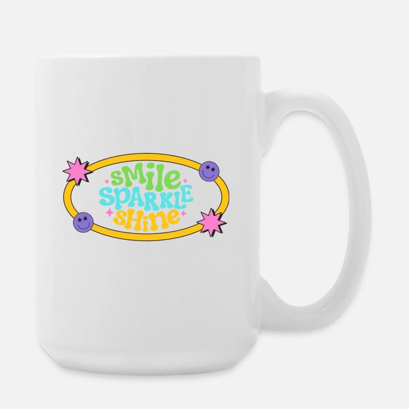 Farbenfrohes Retro-Lächeln-Textdesign - Große Tasse 440 ml - Weiß