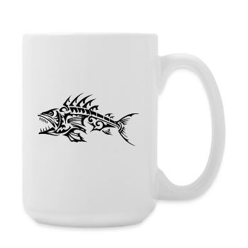 Fish Tribal Bones - Large Mug 440 ml - white - Right