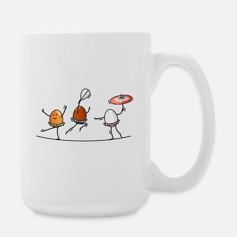tightrope walkers, acrobats, eggs - Large Mug 440 ml - white