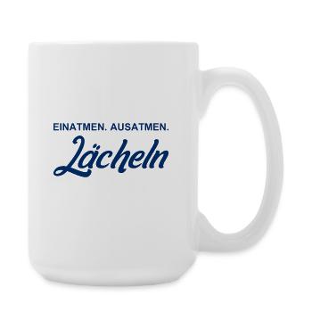 Einatmen - Ausatmen - Lächeln - Große Tasse 440 ml - Weiß - Rechts