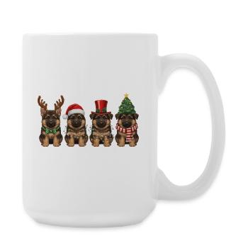 Getigerte Katze Vintage Weihnachtsbeleuchtung - Große Tasse 440 ml - Weiß - Rechts