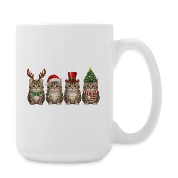 Chat tigré Père Noël - Grande tasse 440 ml - blanc - Droite