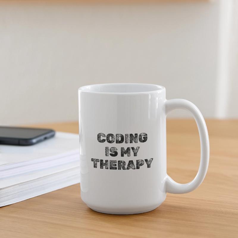 Coding Is My Therapy Developer Saying Large Mug 440 ml