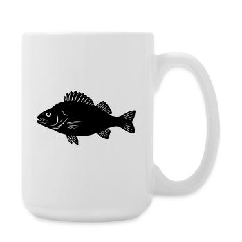 Logo de la silhouette du pêcheur perchoir - Grande tasse 440 ml - blanc - Droite