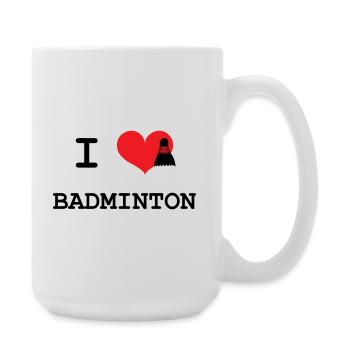 Ich liebe Badminton - Große Tasse 440 ml - Weiß - Rechts