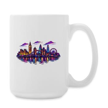 Neon London Skyline Nacht - Große Tasse 440 ml - Weiß - Rechts