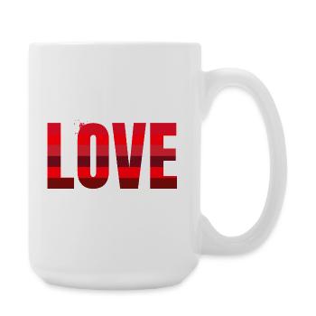 Love in Rot Streifen-Design - Große Tasse 440 ml - Weiß - Rechts