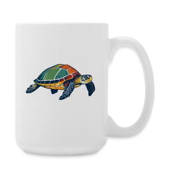 Colorful Sea Turtle Pop Art - Large Mug 440 ml - white - Right