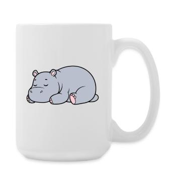 Sleeping Hippopotamus Tired Lazy Vector - Large Mug 440 ml - white - Right