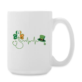 Kleeblatt Herzschlag Irish Med - Große Tasse 440 ml - Weiß - Rechts