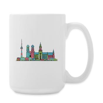 Münchner Stadtskyline Marienplatz Moderne Linienkunst - Große Tasse 440 ml - Weiß - Rechts