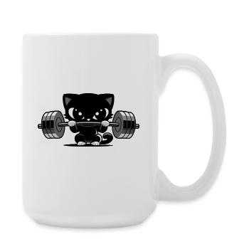 Fitness Cat with Dumbbell | Cute Gym Motif - Large Mug 440 ml - white - Right