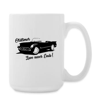 Vintage Car - Love never ends - Car with Lettering - Large Mug 440 ml - white - Right