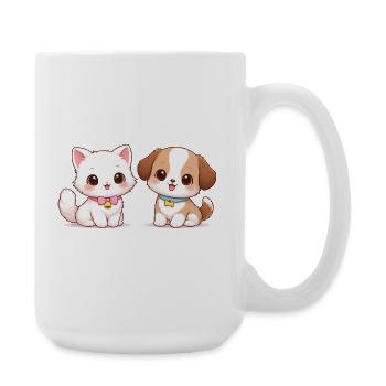 Hund Katze Comic - Große Tasse 440 ml - Weiß - Rechts