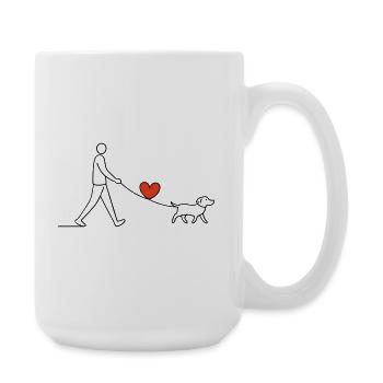 Herzspaziergang Hund Liebe Herz Liebe Tierliebe - Große Tasse 440 ml - Weiß - Rechts