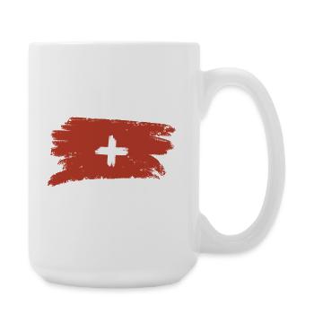 Randonnée de voyage sous le drapeau suisse - Grande tasse 440 ml - blanc - Droite