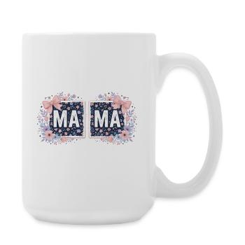 MAMA Floral Squares and Pink Bows | Coquettish Style - Large Mug 440 ml - white - Right