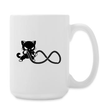 Fitness Cat with Battle Rope Motif - Large Mug 440 ml - white - Right