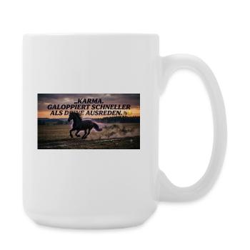Karma galoppiert schneller als Ausreden - Große Tasse 440 ml - Weiß - Rechts