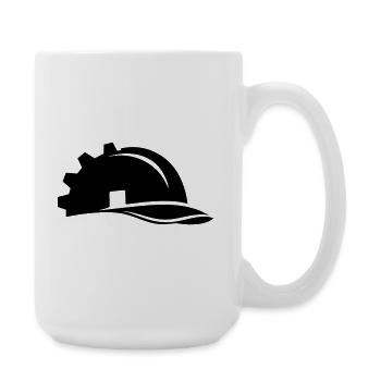 Bauarbeiter Helm Zahnrad und Haus - Große Tasse 440 ml - Weiß - Rechts