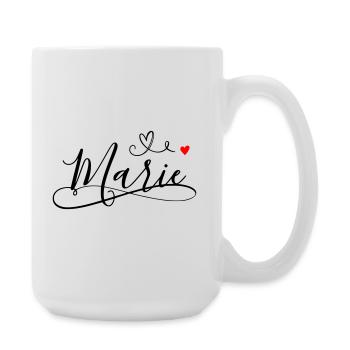 Marie Name Vorname mit Herzdekor - Große Tasse 440 ml - Weiß - Rechts