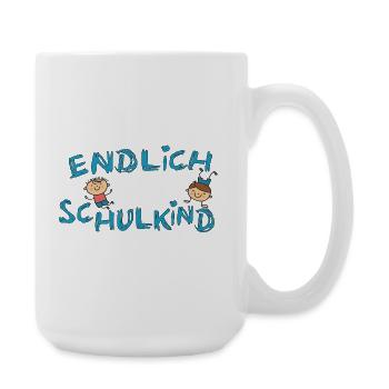 Endlich Schulkind  bunter Schulstart - Große Tasse 440 ml - Weiß - Rechts