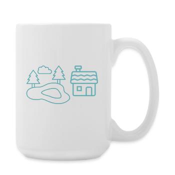 Waldsee-Häuschen Silhouetten - Große Tasse 440 ml - Weiß - Rechts