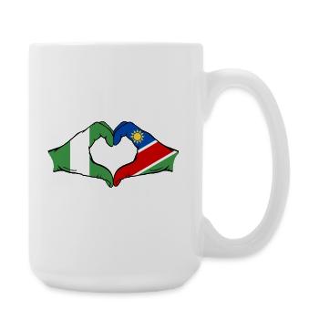 Nigeria Namibia Flag Hands Heart Shape - Large Mug 440 ml - white - Right