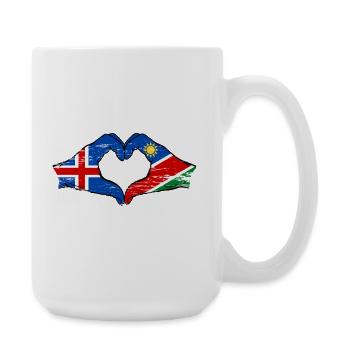 Island_Namibia_Flagge_Haende_Herzform_used - Große Tasse 440 ml - Weiß - Rechts