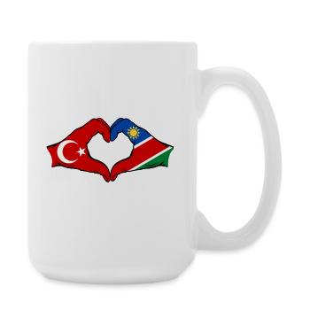 Türkiye Namibia flag hands heart shape - Large Mug 440 ml - white - Right